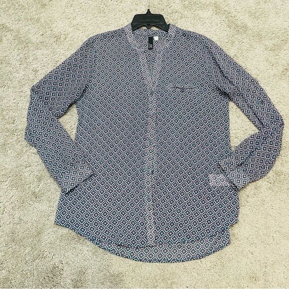 Kut from the Kloth Geometric Sheer Button Down Blouse Size M - Picture 5 of 12